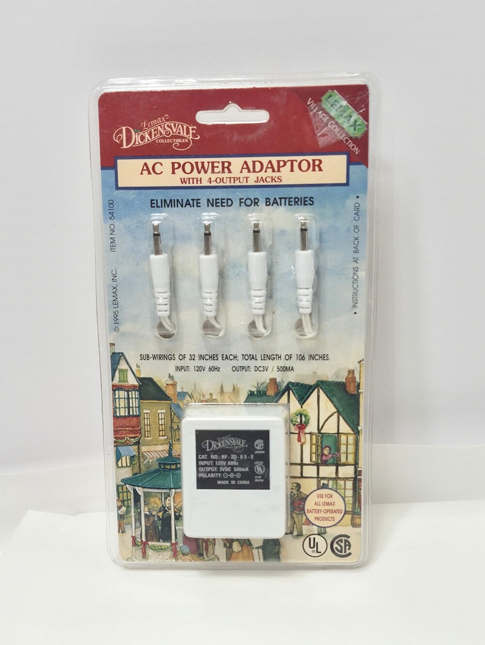 New3Dickensvale AC Power Adaptor with 4-Output Jacks - White